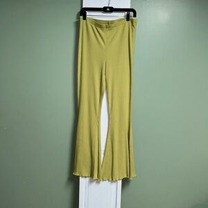 Aerie Ribbed Flare Pants in Olive Green